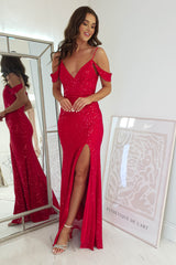 Rachana Sequin Gown | Red