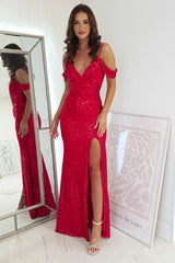 Rachana Sequin Gown | Red