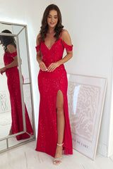 Rachana Sequin Gown | Red