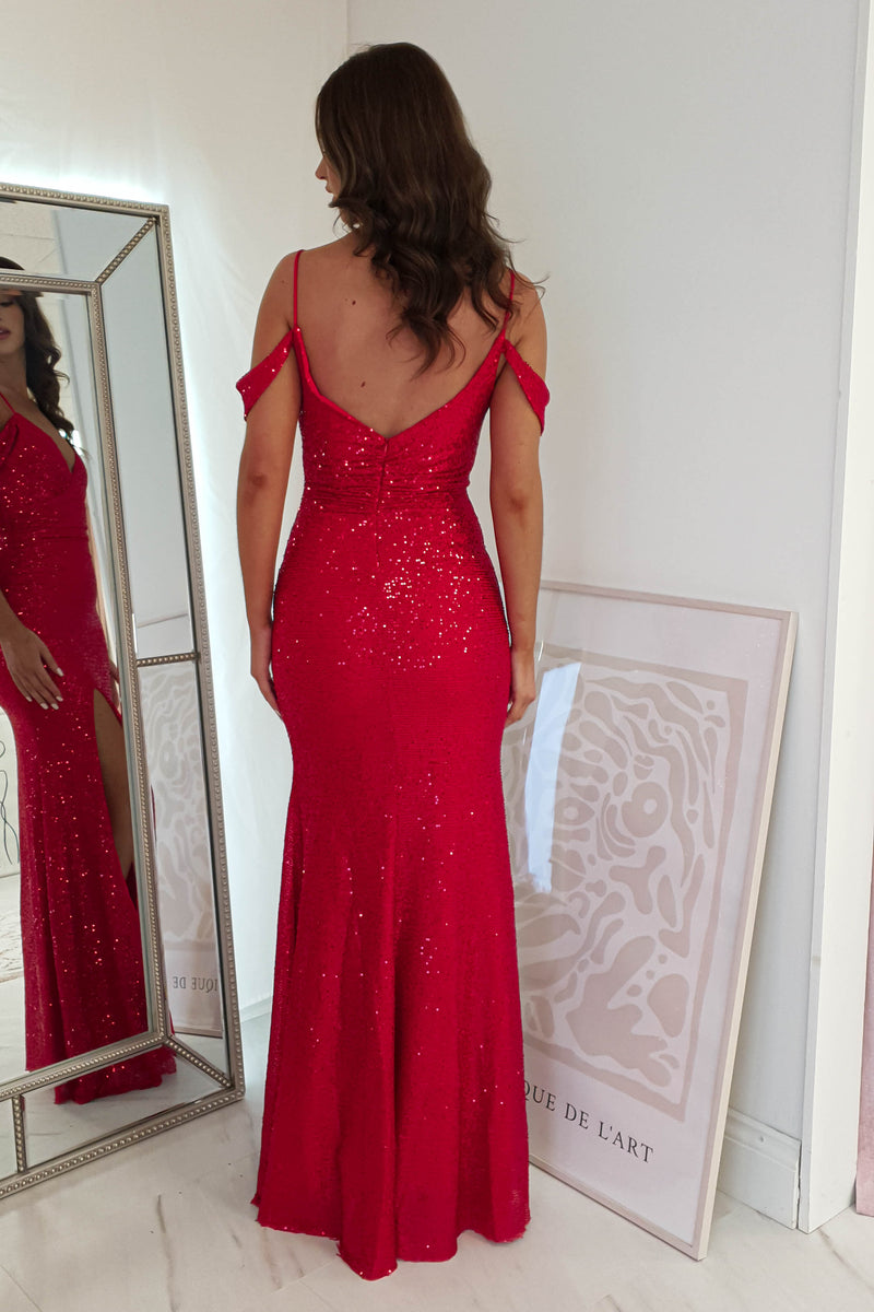 Rachana Sequin Gown | Red