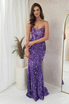 Katri Sequin Strapless Gown | Lavendar | Debs & Prom | Formal Gown | Oh Hello Clothing