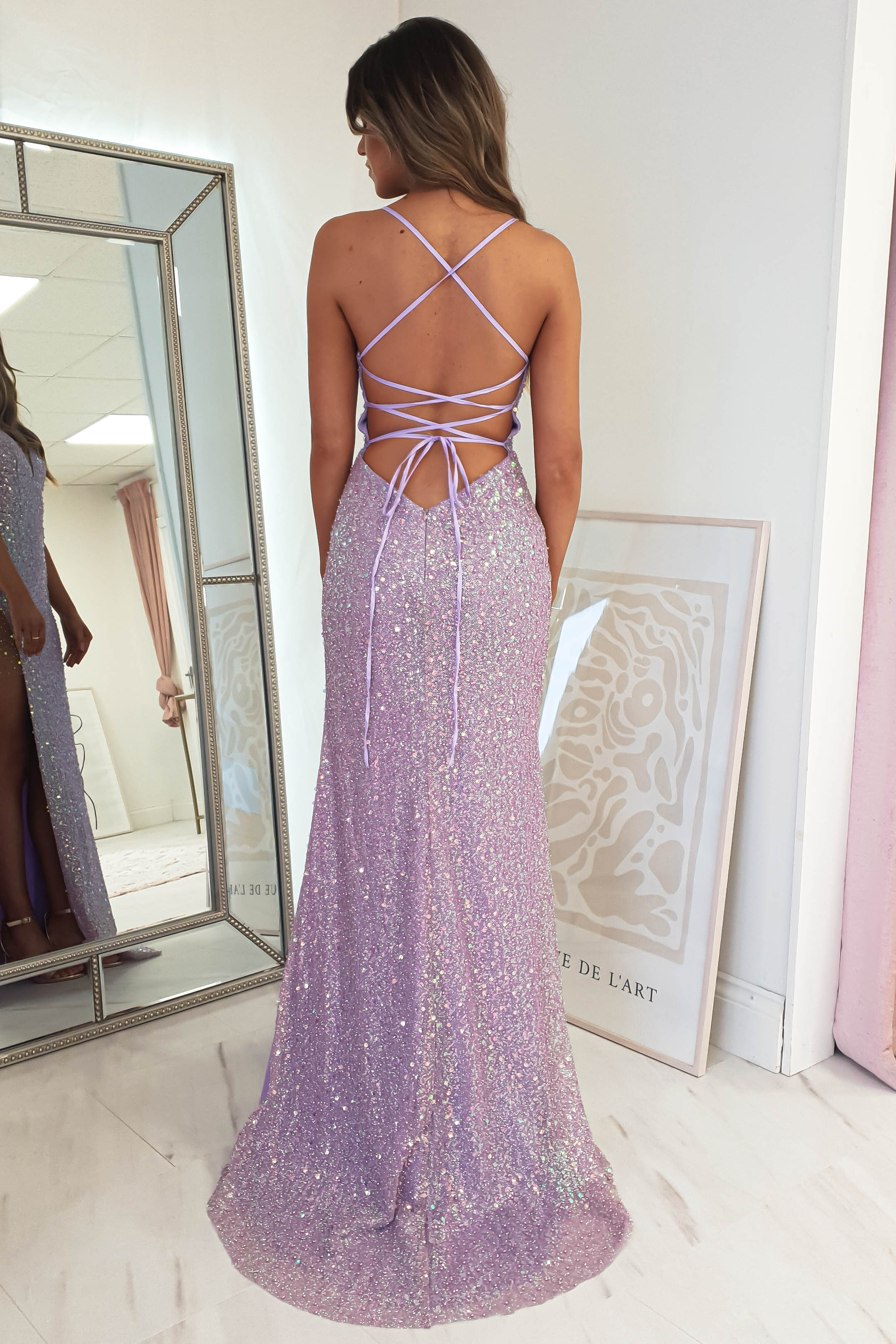 Kamila Beaded Gown | Iridescent Lilac