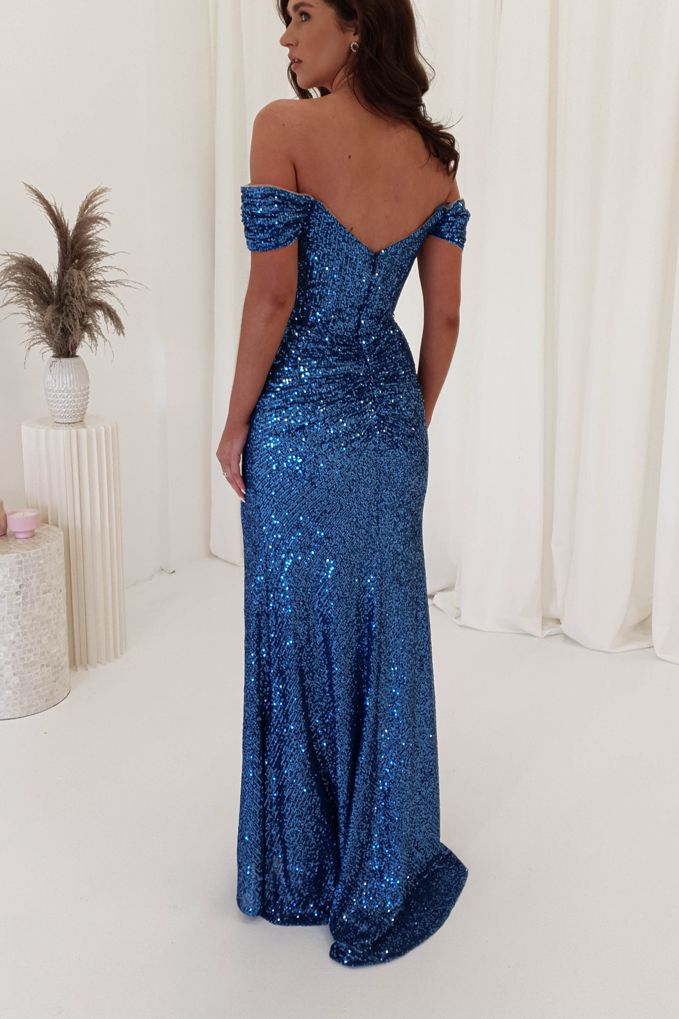 Macayla Sequin Gown | Lapis Blue