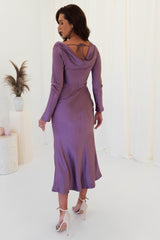Rhaila Satin Midi Dress | Grape