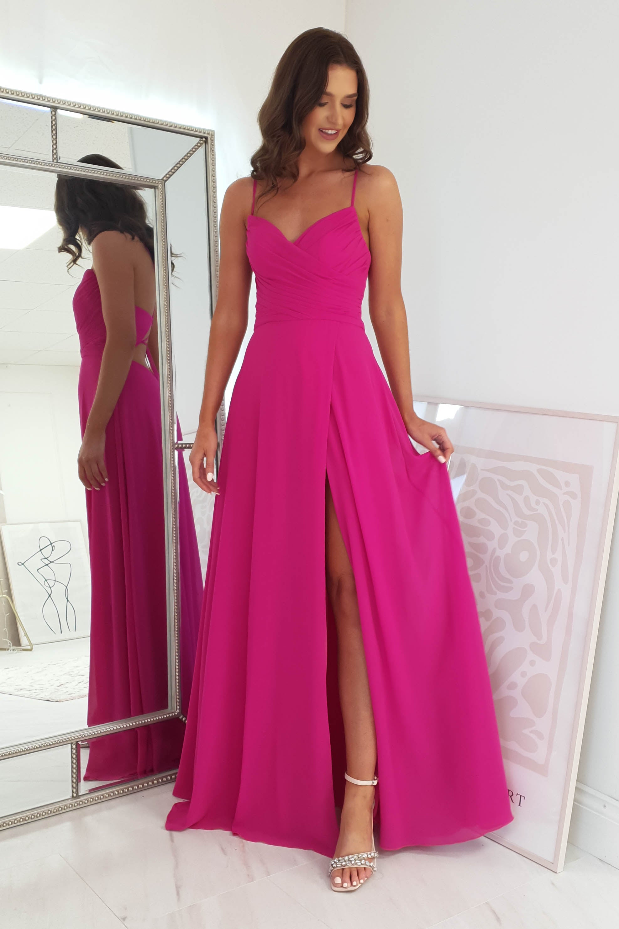 Bethy Soft Chiffon Maxi | Fushsia