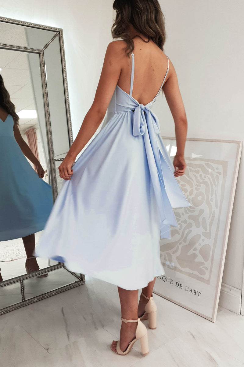 Demi Satin Midi Dress | Blue