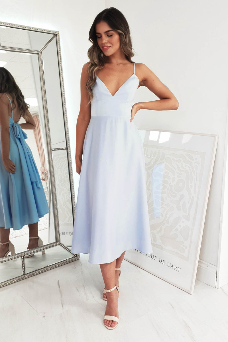 Demi Satin Midi Dress | Blue