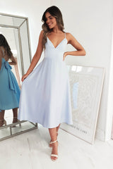 Demi Satin Midi Dress | Blue