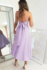Demi Satin Midi Dress | Lilac
