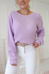 Ashlie Lilac Twist Back Knitted Jumper | Lilac
