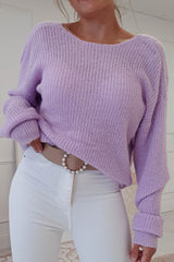 Ashlie Lilac Twist Back Knitted Jumper | Lilac