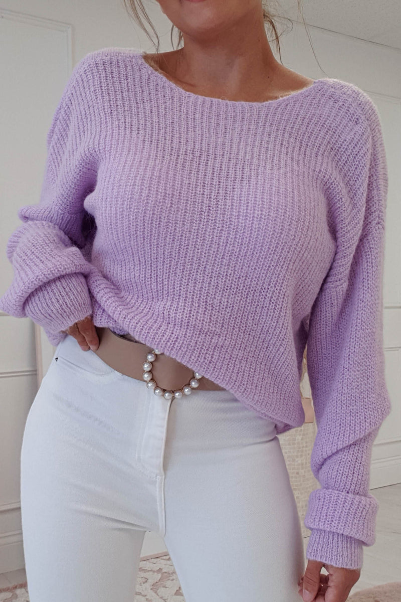 Ashlie Lilac Twist Back Knitted Jumper | Lilac