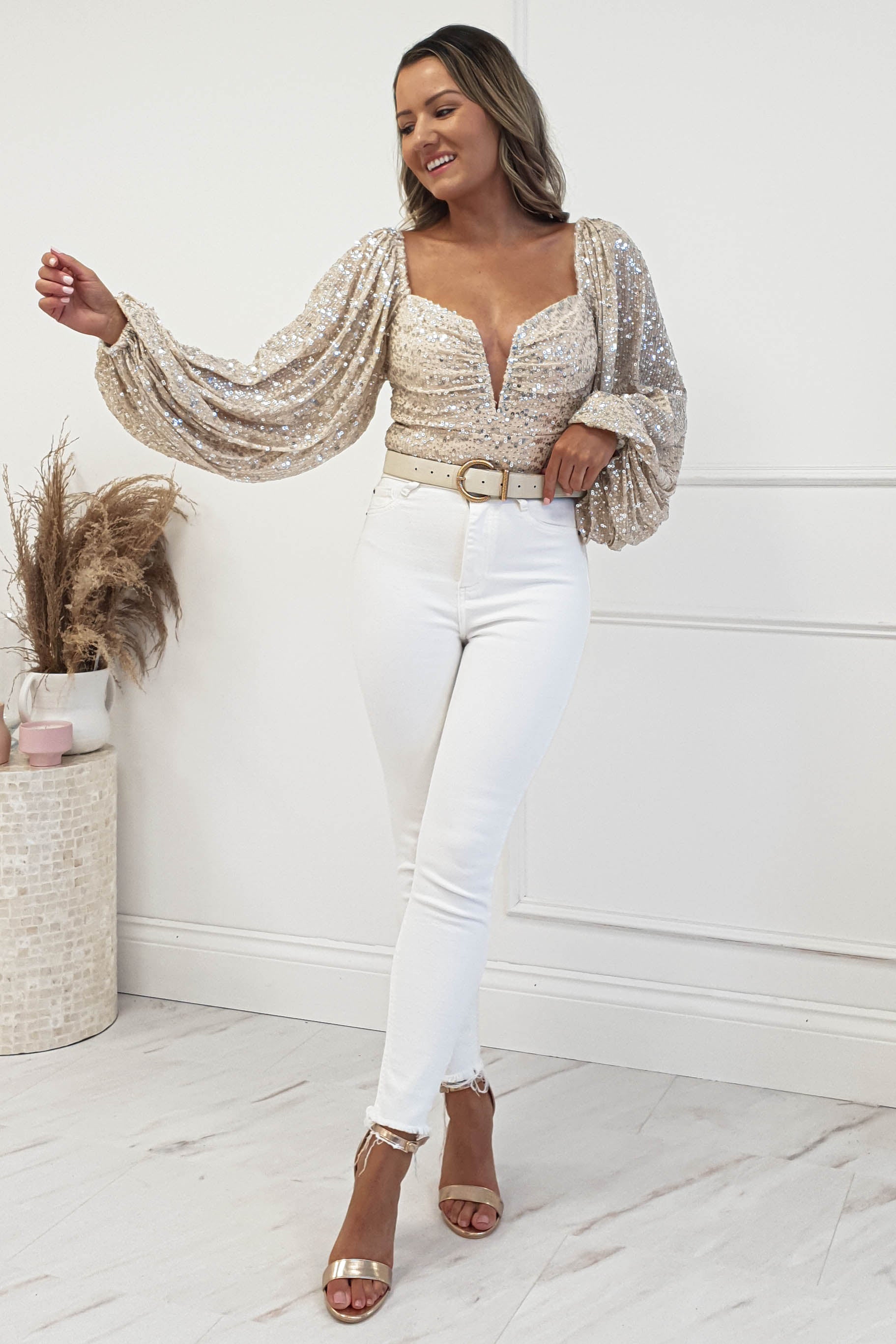 Sequin bell cheap sleeve top