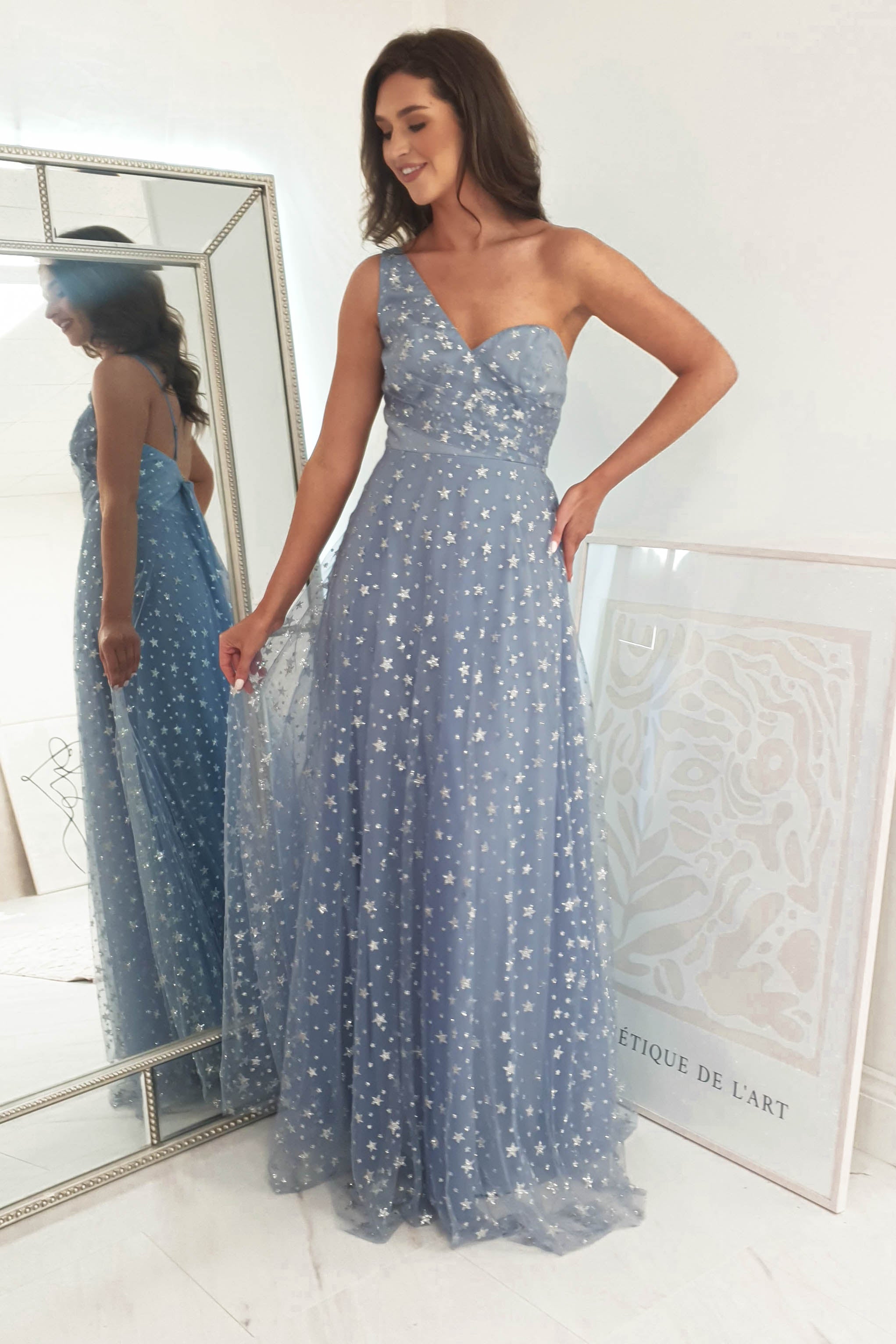 Ariel Kleid mit Faux-Federdetail | Erröten Pailletten