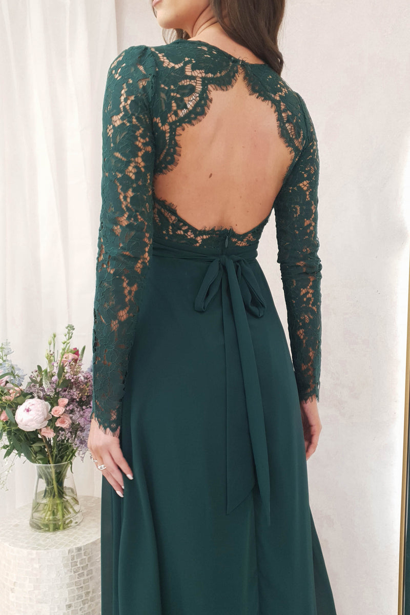 Tricia Lace Detail Maxi Dress | Forest Green