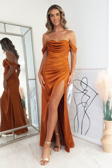 Monica Off The Shoulder Gown | Sunset Orange