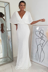Elsie Bodycon Sequin Gown | White