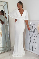 Elsie Bodycon Sequin Gown | White