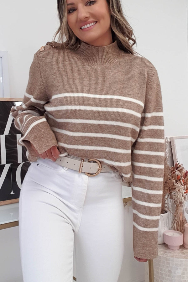 Elaina Striped Jumper | Mocha