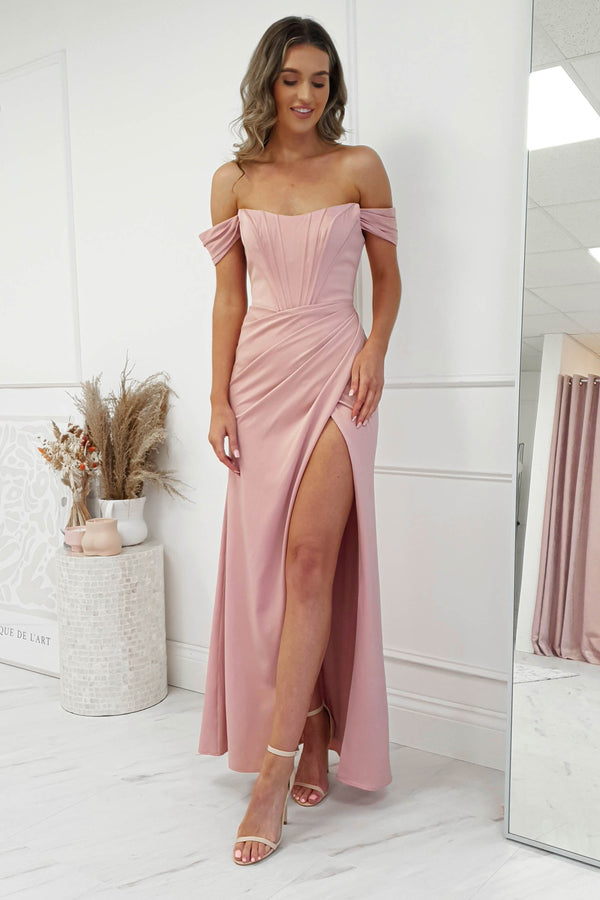 Gwen Corset Fitted Gown | Baby Pink