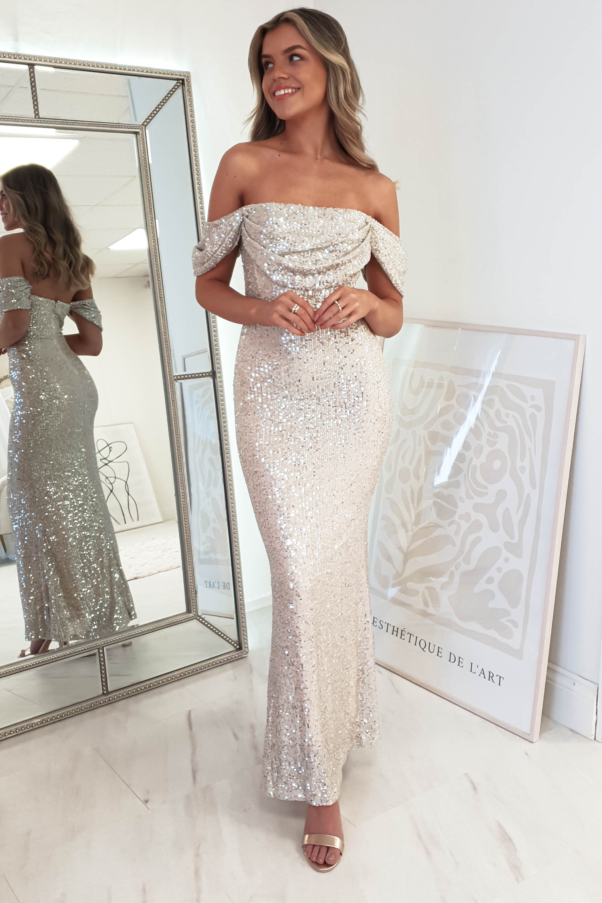 Haidy Sequin Maxi Dress | Champagne