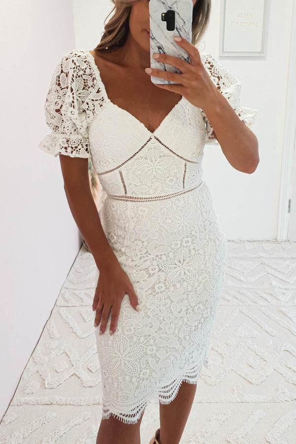 Hanica Lace Detail Dress | White