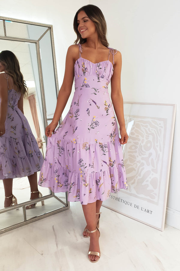 Hazel Lavendar Midi Dress | Lilac