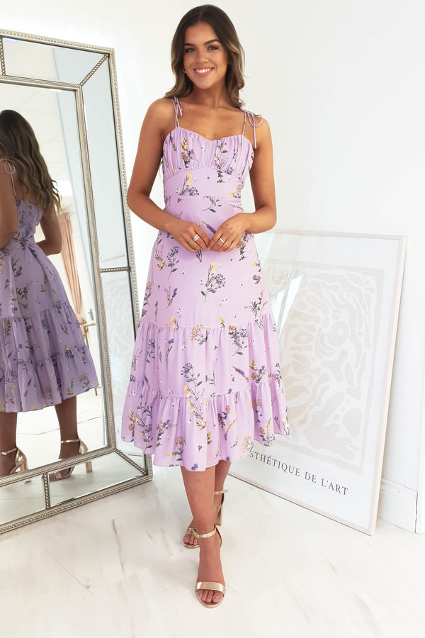 Hazel Lavendar Midi Dress | Lilac