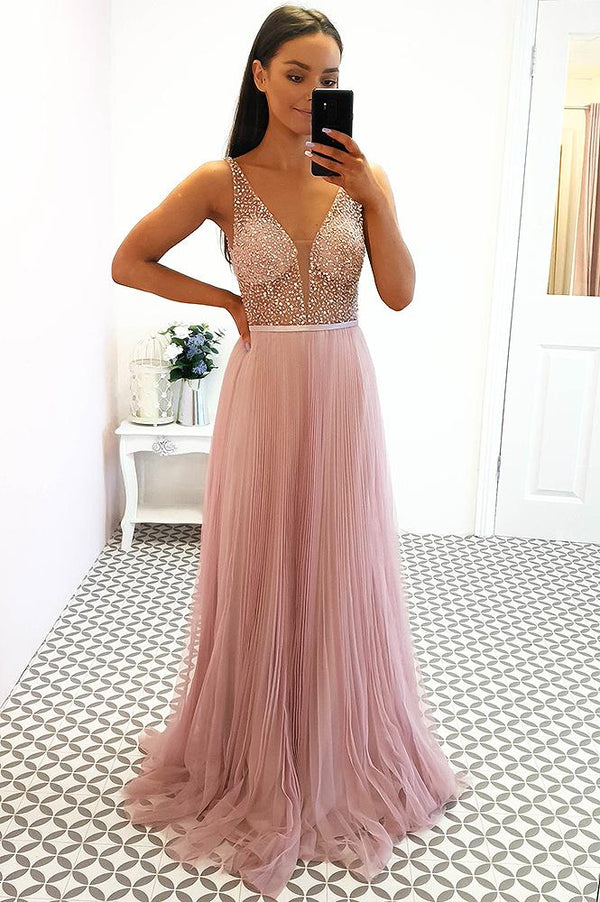 Isabella Pleated Embellished Gown