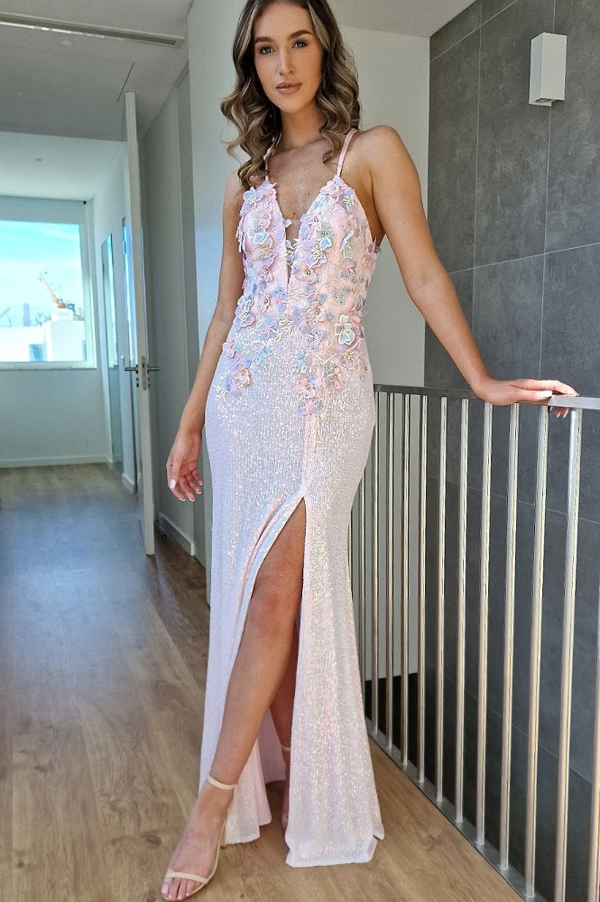 Floral hotsell sequin gown