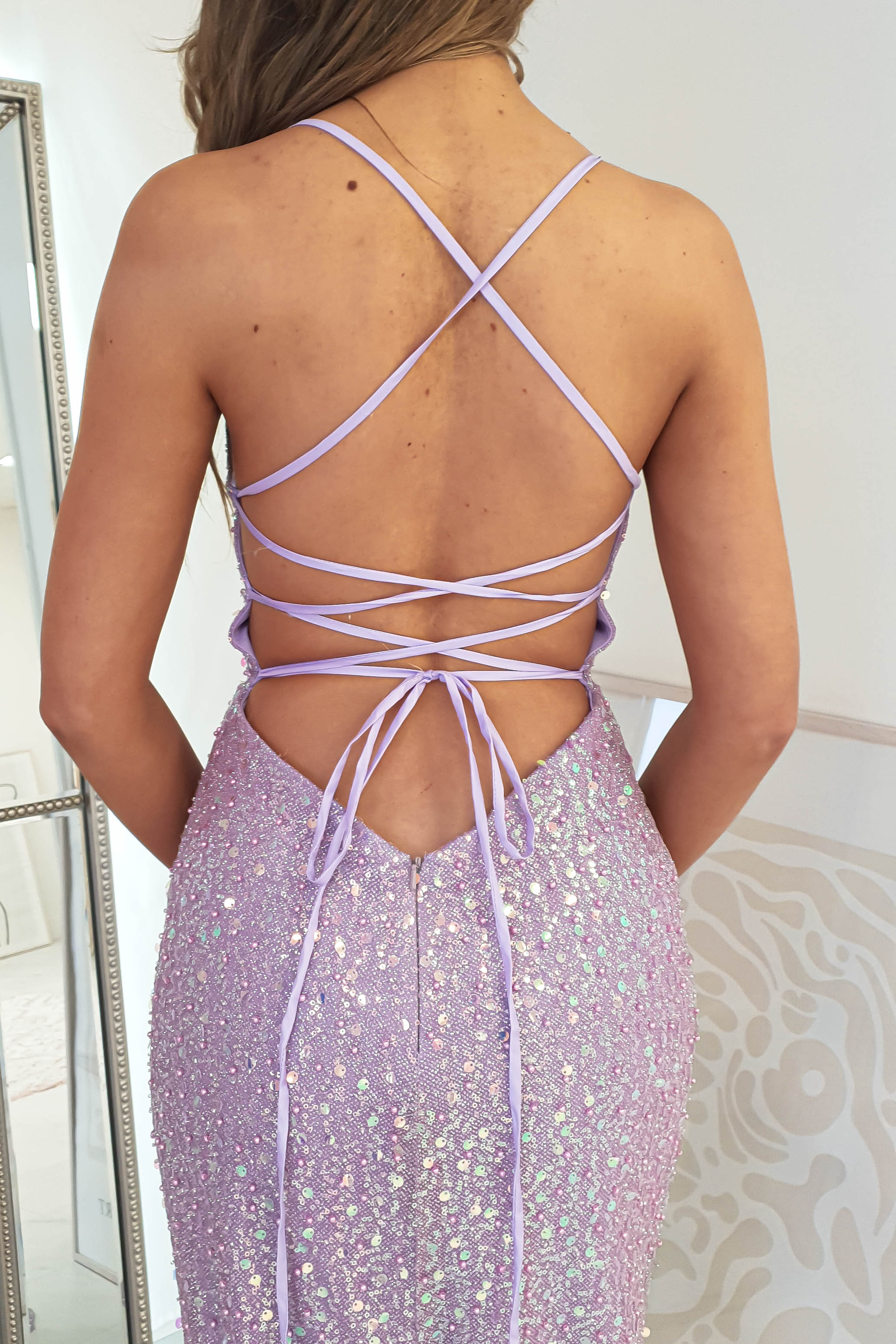 Kamila Beaded Gown | Iridescent Lilac