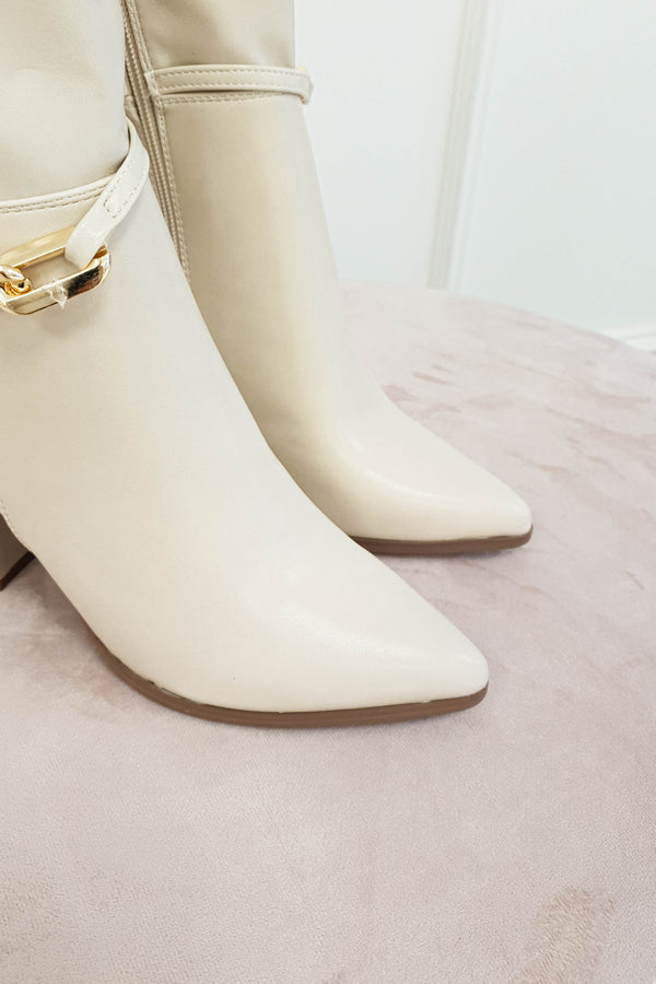 Kate Knee High Boots | Cream