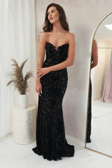 Katri Sequin Strapless Gown | Black