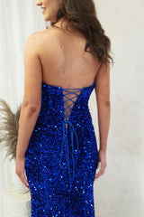 Katri Sequin Strapless Gown | Royal Blue