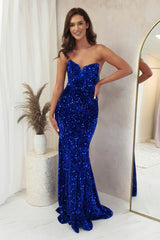 Katri Sequin Strapless Gown | Royal Blue