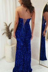Katri Sequin Strapless Gown | Royal Blue
