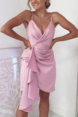 Katy Satin Midi Dress | Mauve