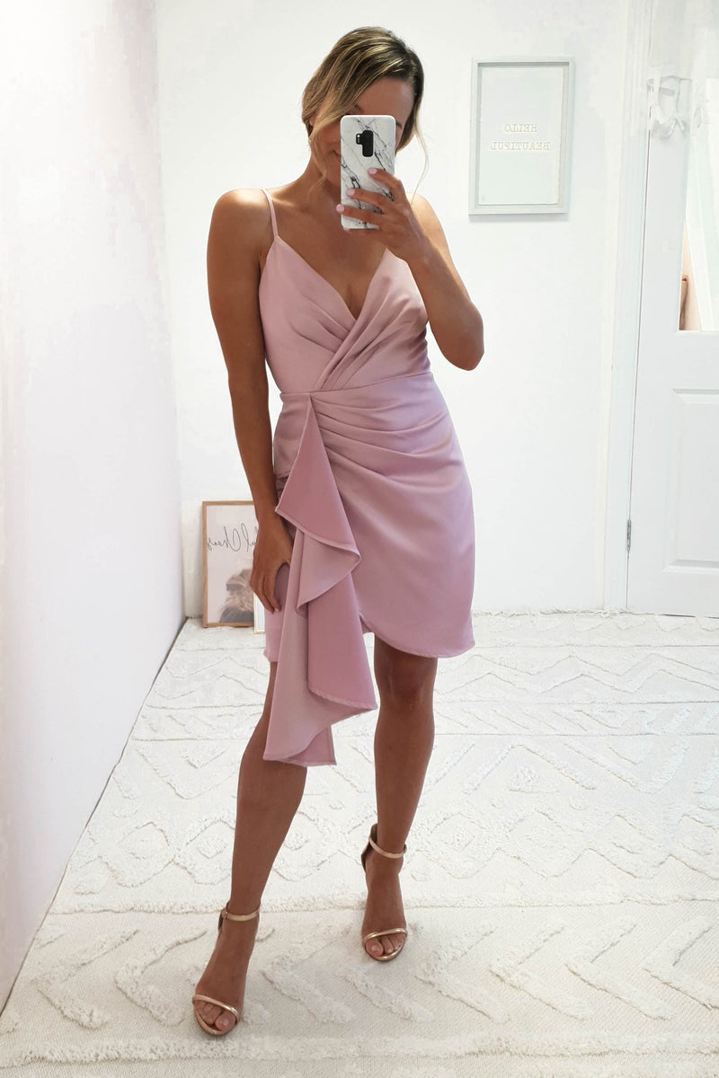 Katy Satin Midi Dress | Mauve