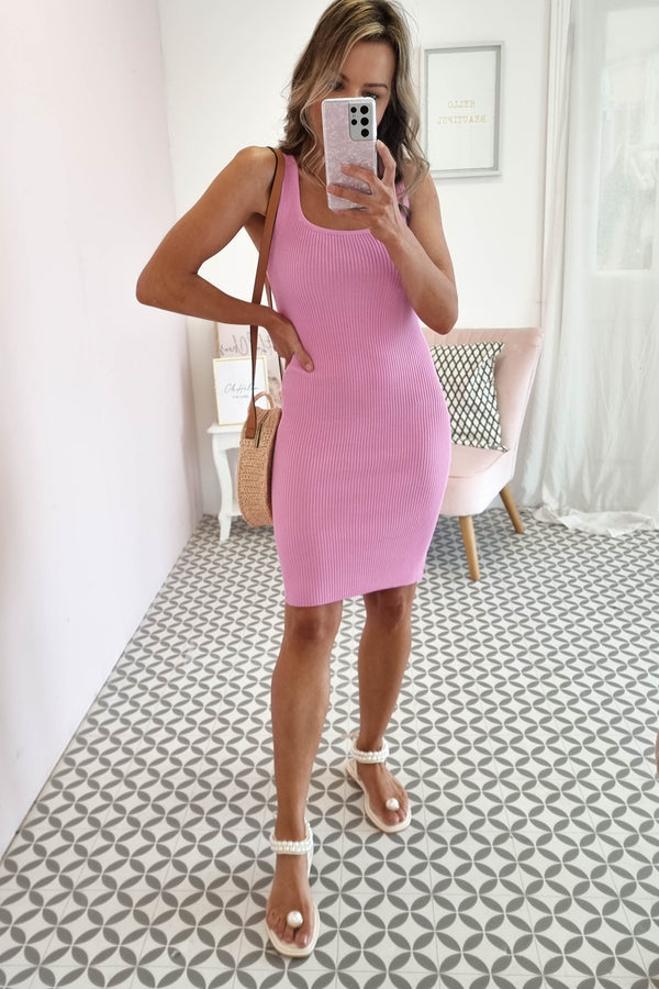 Kersi Ribbed Mini Dress | Hot Pink