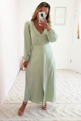 Laura Long Sleeve Midi Dress | Sage