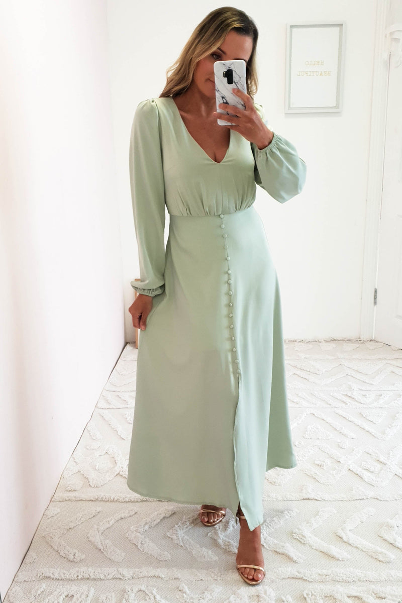 Laura Long Sleeve Midi Dress | Sage