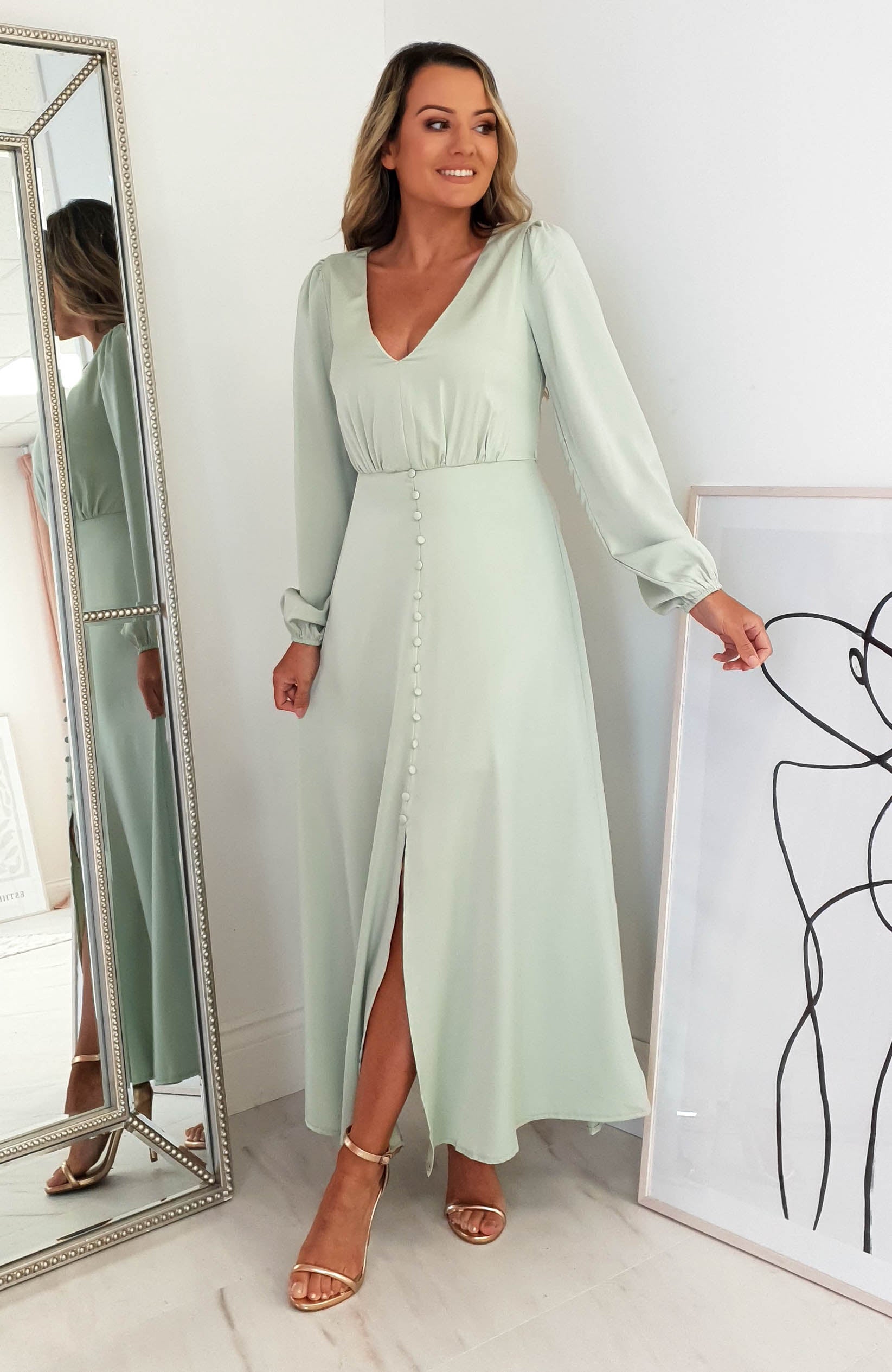 Midi maxi clearance dress with sleeves