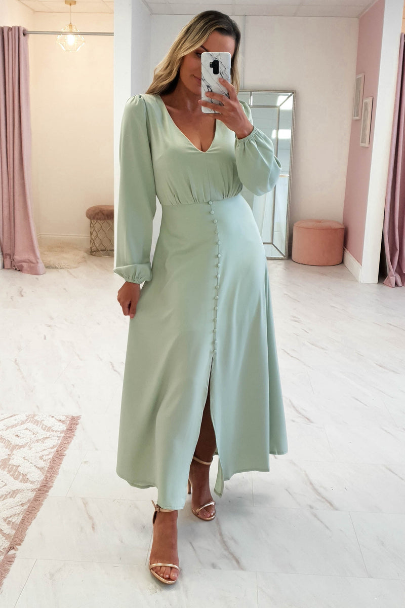 Laura Long Sleeve Midi Dress | Sage