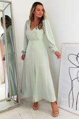 Laura Long Sleeve Midi Dress | Sage