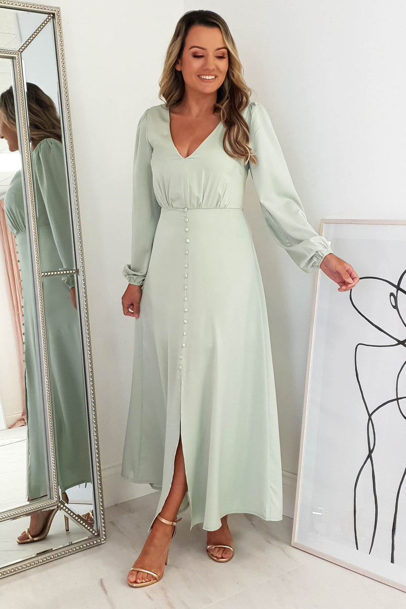Laura Long Sleeve Midi Dress | Sage