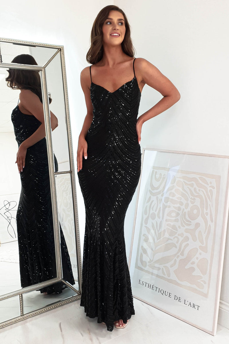 Longoria Sequin Gown | Black
