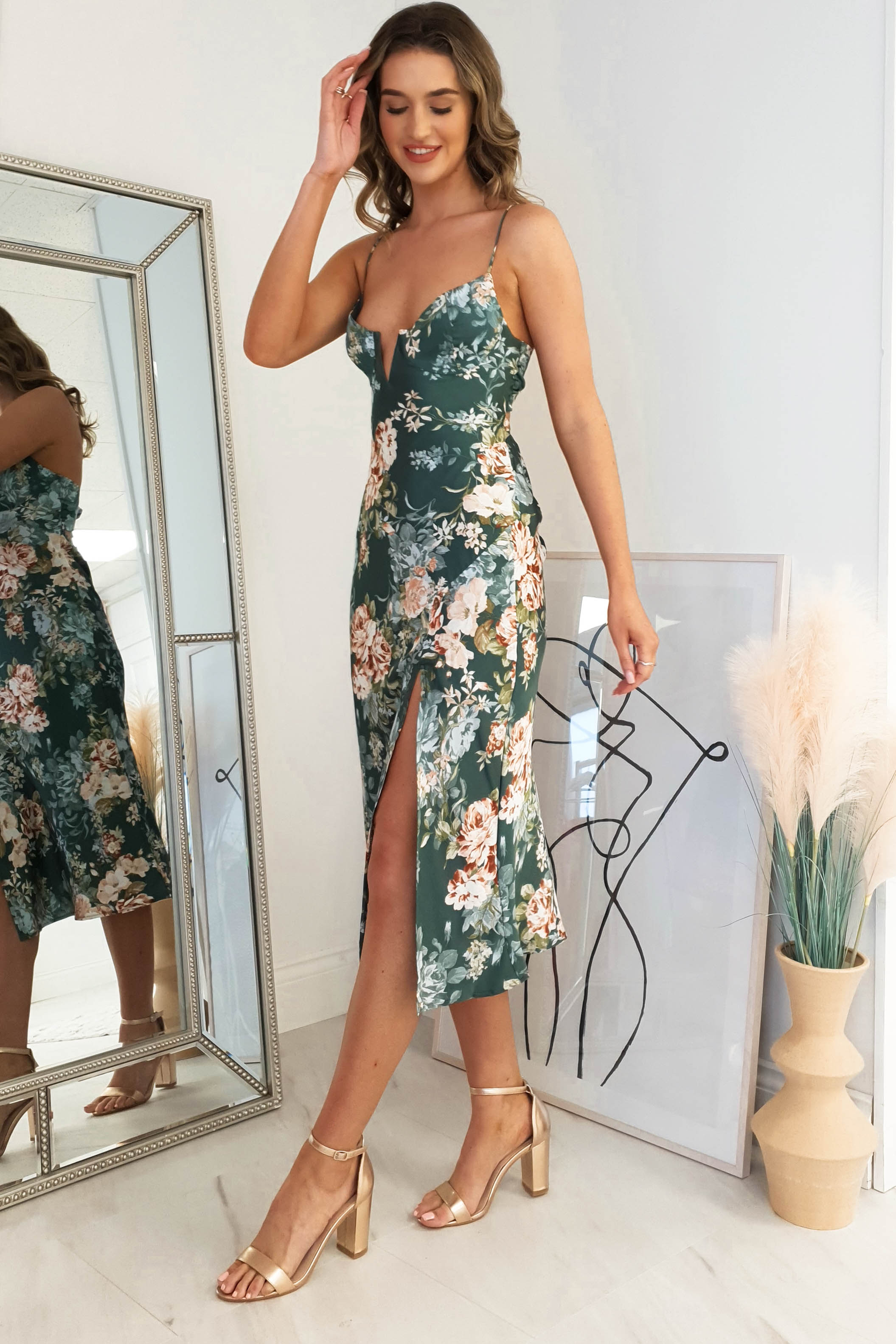 Lorelei Floral Print Midi Dress | Sage