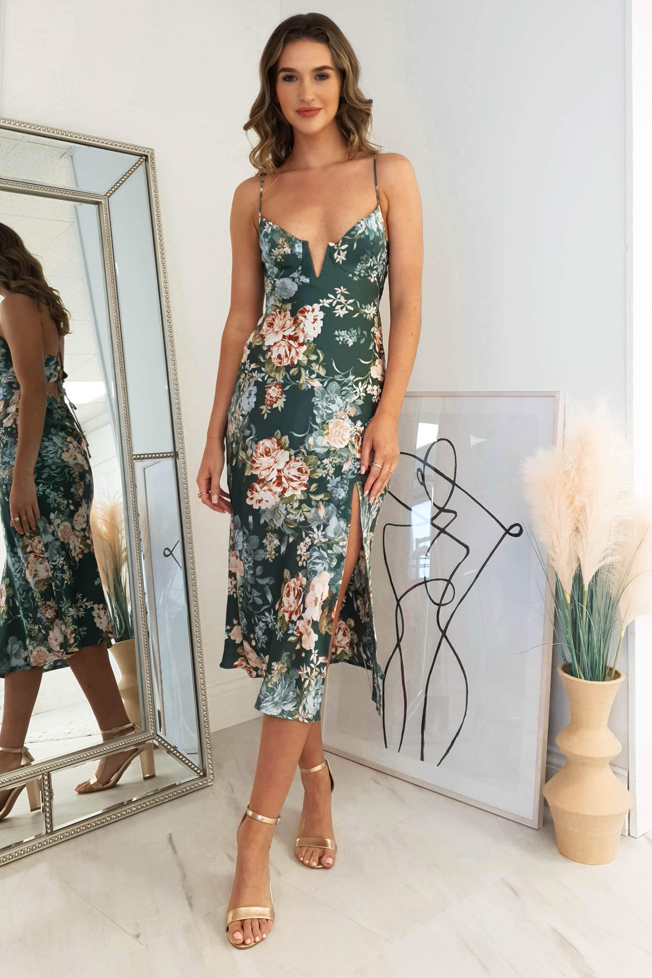 Lorelei Floral Print Midi Dress | Sage