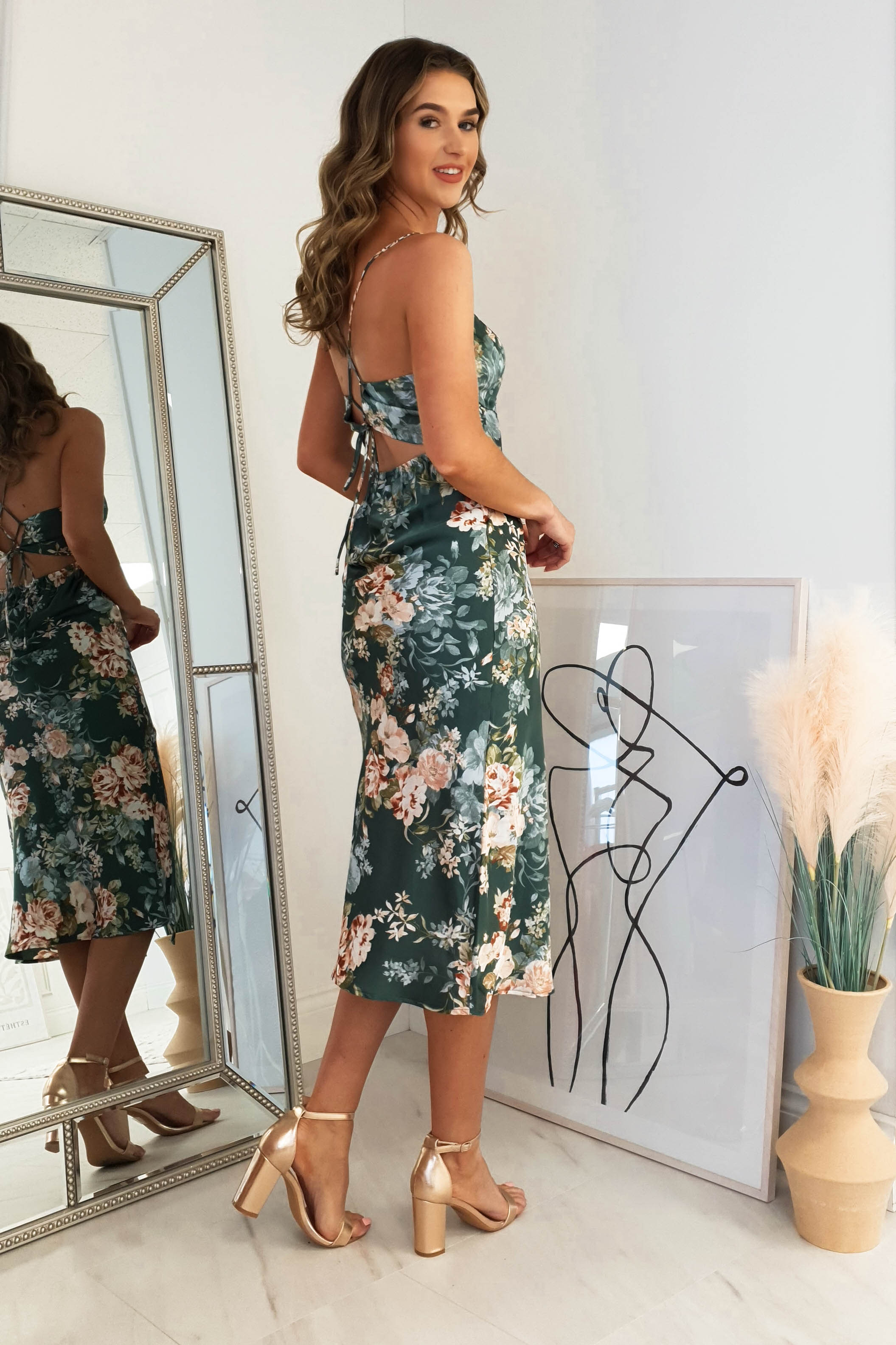 Lorelei Floral Print Midi Dress | Sage