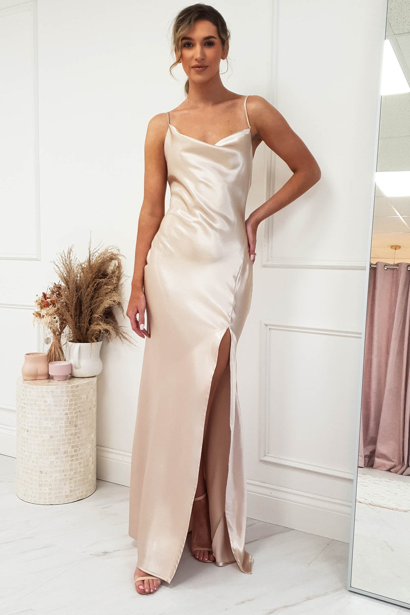 Love Silky Satin Gown | Champagne